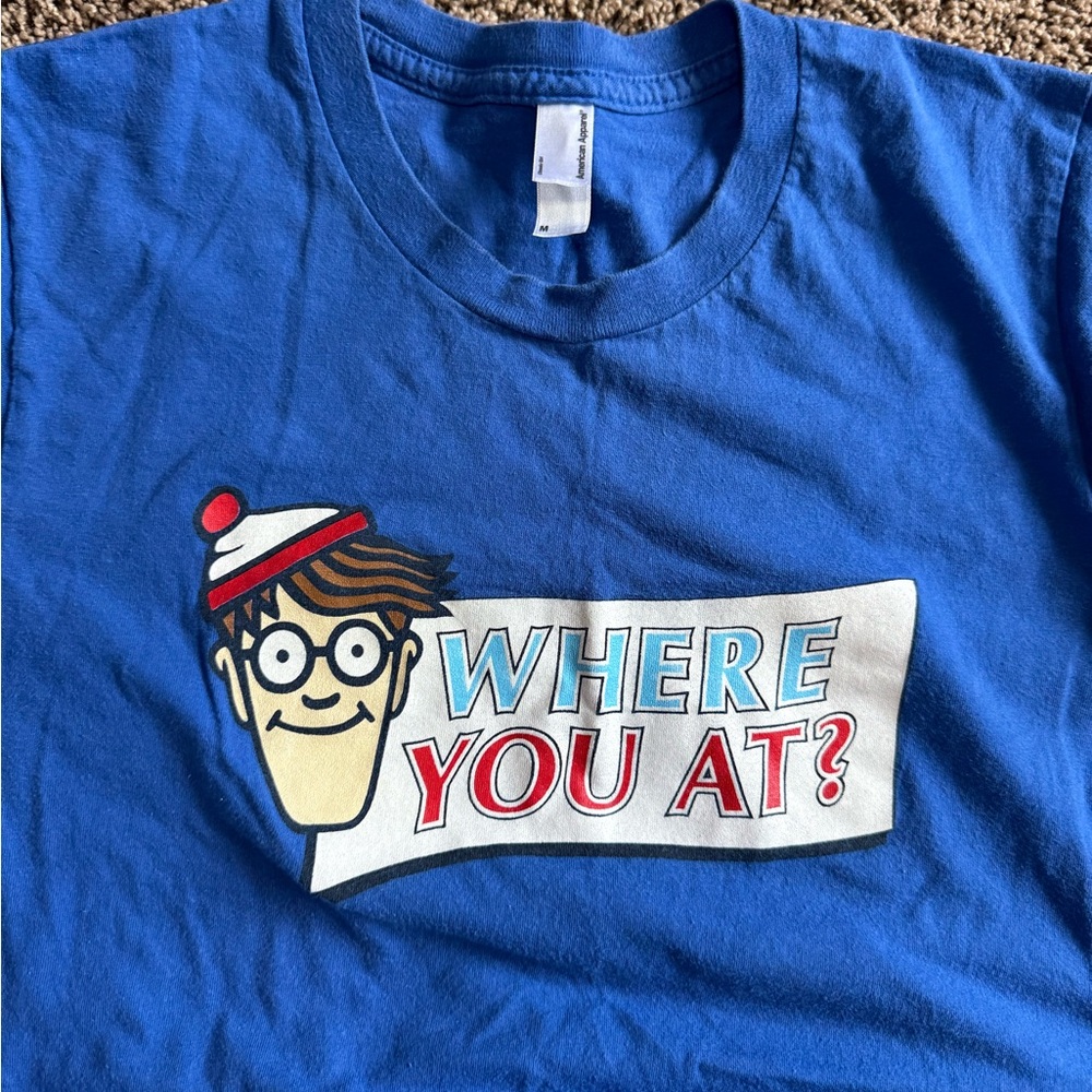 American apparel where’s Waldo shirt. Says Adult medium but fits like small
